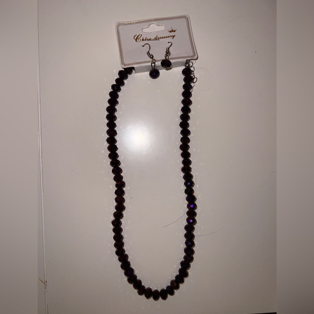 purple necklace and earrings set